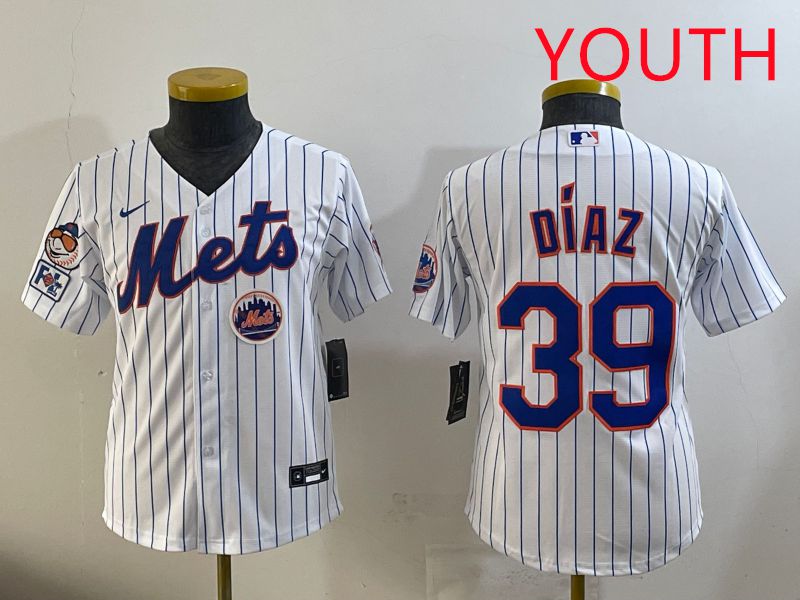 Youth 2025 New York Mets #39 Diaz White Stripe Game Nike MLB Jersey style 9